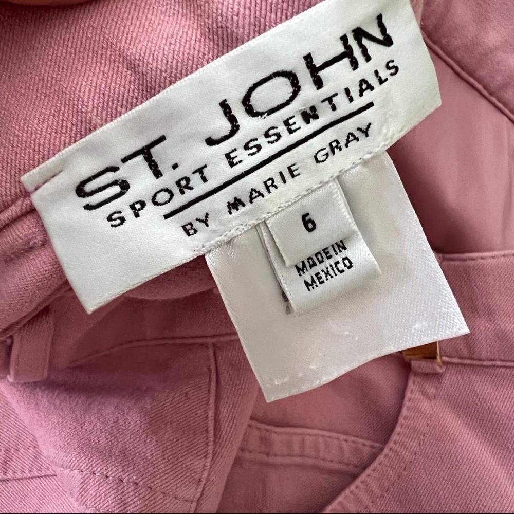 ST JOHN High Waist Polo Sport Cropped Cotton Pink Trousers Pants Sz 6 - Picture 4 of 7